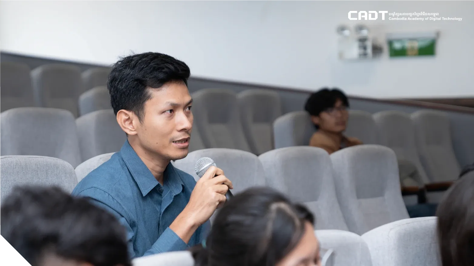 Student speaking during a soft skills development session